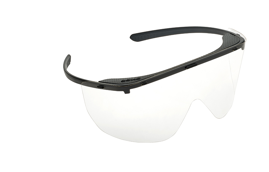 Bollé Augenschutzvisier Ninka - ein Spritz- und Virenschutz für die Augen. Auch über die persönliche Brille tragbar. (Foto © Bollé Safety)