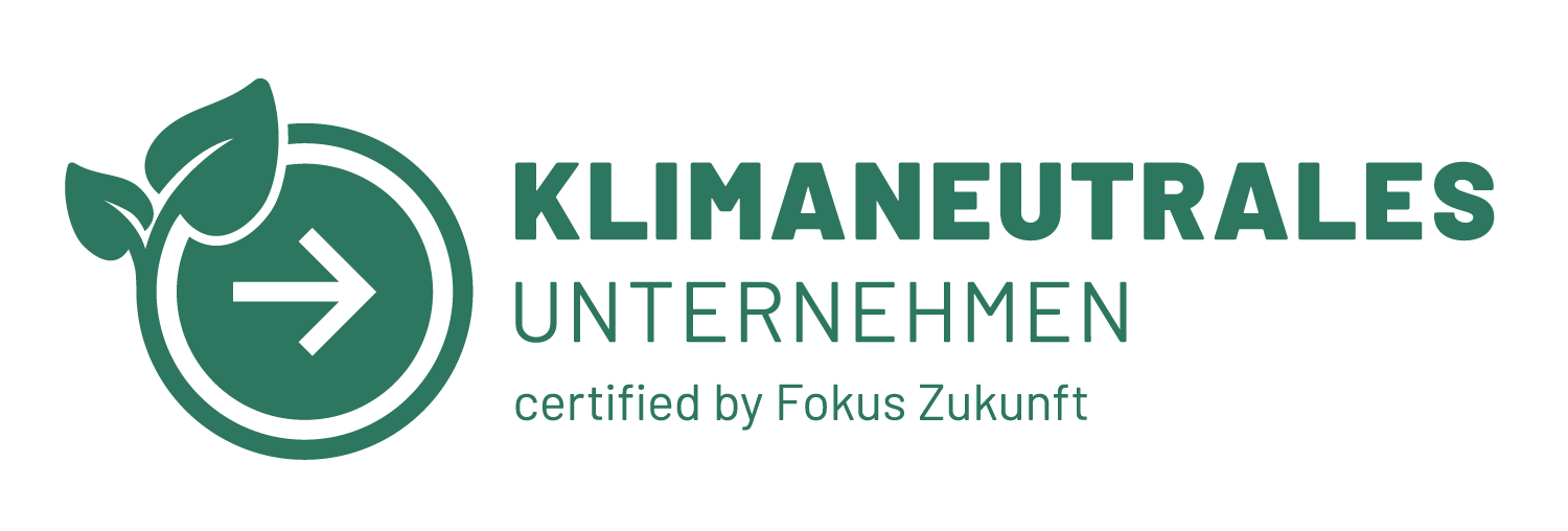 Klimaneutrales Unternehmen certified by Fokus Zukunft