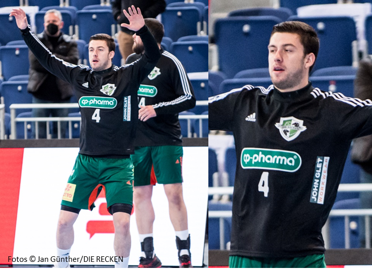 Filip Kuzmanovski beim Aufwärmen vor dem Spitzenspiel gegen den THW Kiel. (Foto © Jan Günther/DIE RECKEN)